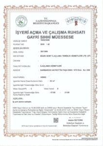 Gayri Sıhhi Müessese Ruhsatı